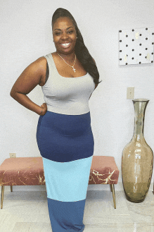 Plus Size Color Block Maxi Dress – Blue Combo | Sleeveless Scoop Neck