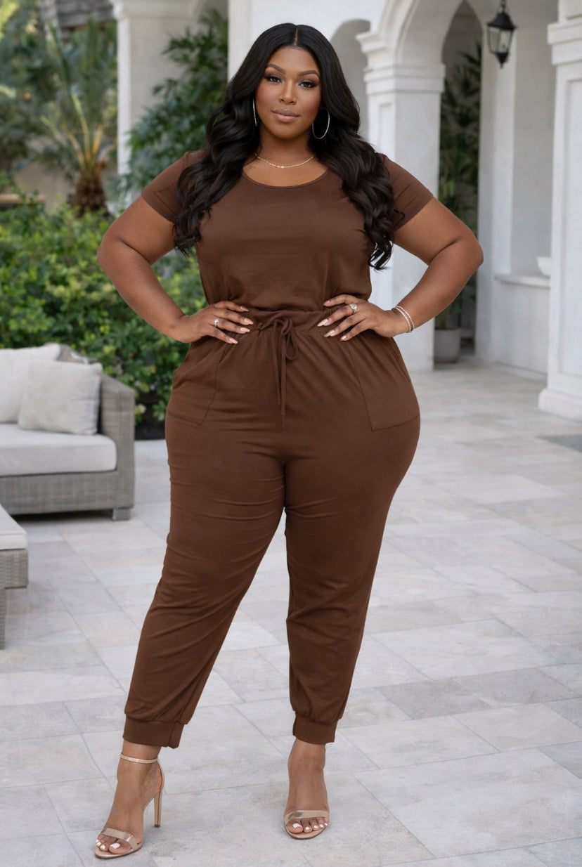 Plus Size Two-Way Drawstring Jumpsuit