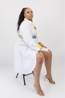 Plus Size Button Down Tunic Dress (White)