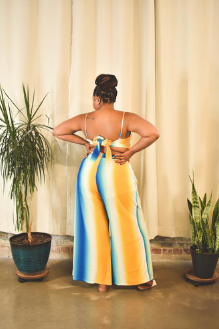 Tropical Daze | Blue Orange Ombre Print Two Piece - back