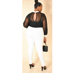 Plus Size Women's Mesh Top Jumpsuit