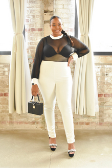 Plus Size Women's Mesh Top Jumpsuit