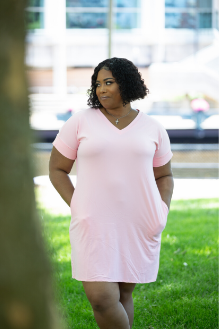 Women's Plus Size T-Shirt Dress (Dusty Pink)