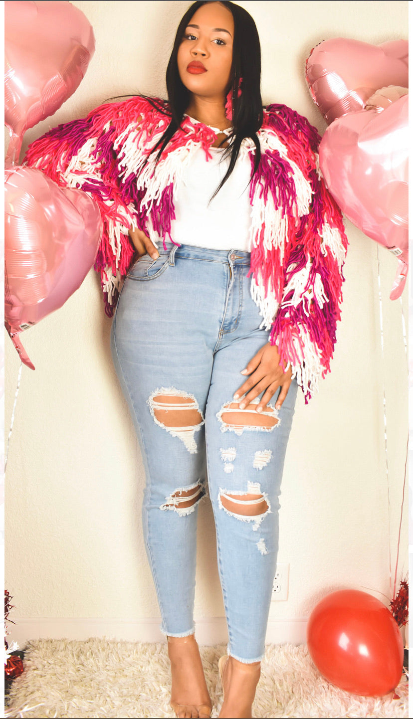 Women's Plus Size Distressed Jeans (Light Blue) (front)
