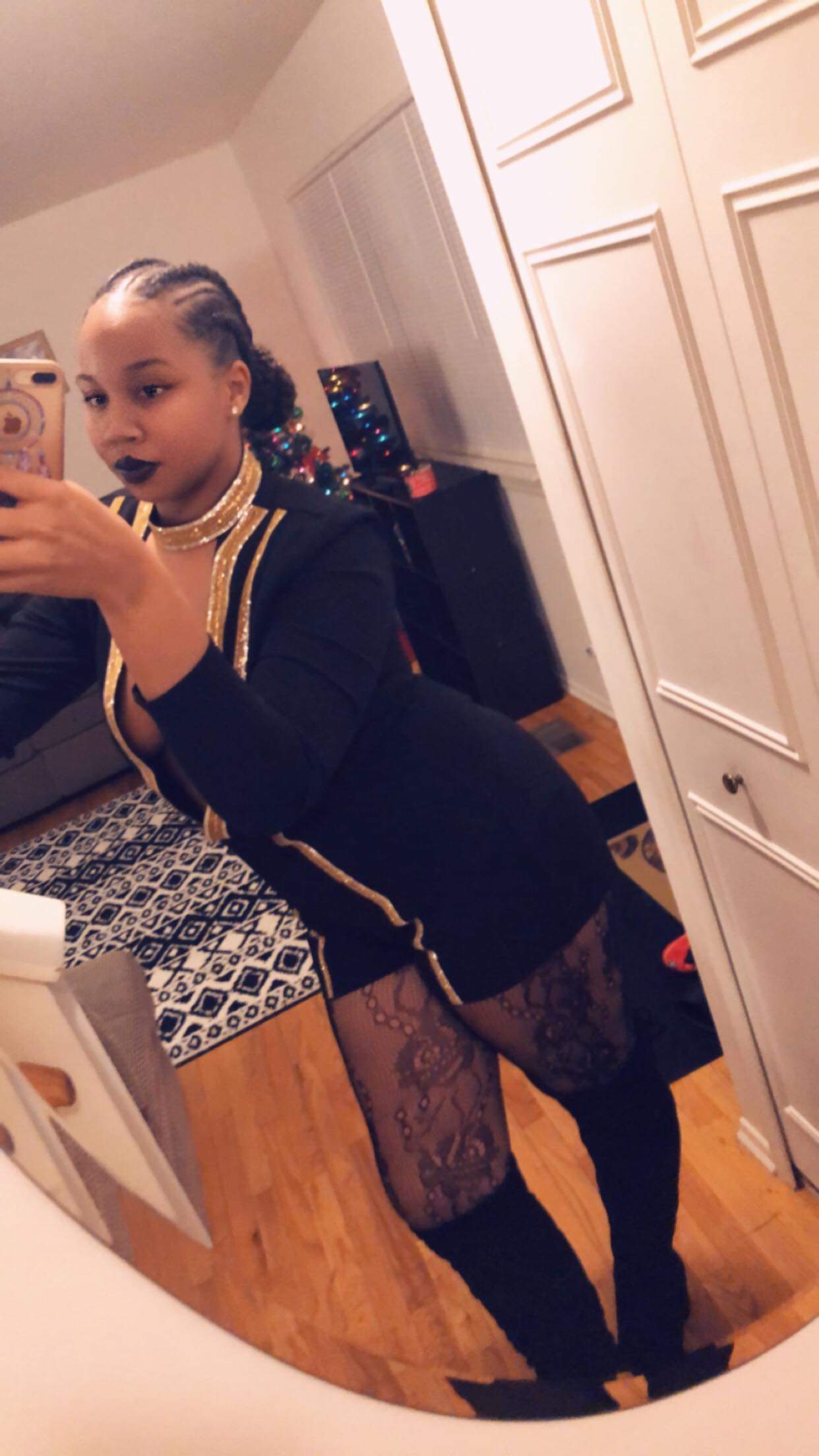 Women's Plus Size Romper (Black & Gold) (side)