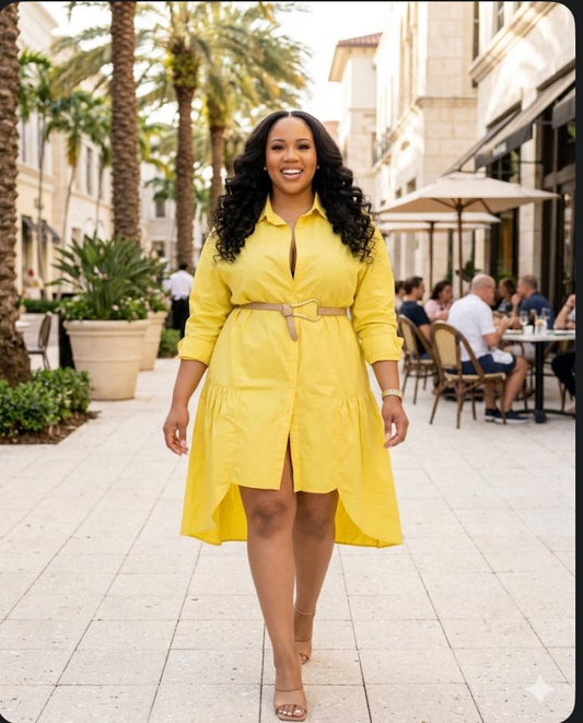 Plus Size Button Down Tunic Dress – Citrus