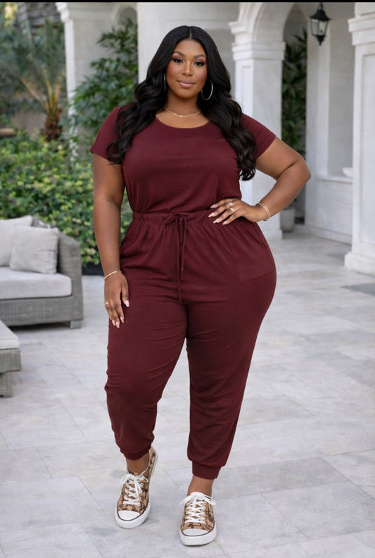 Plus Size Two-Way Drawstring Jumpsuit