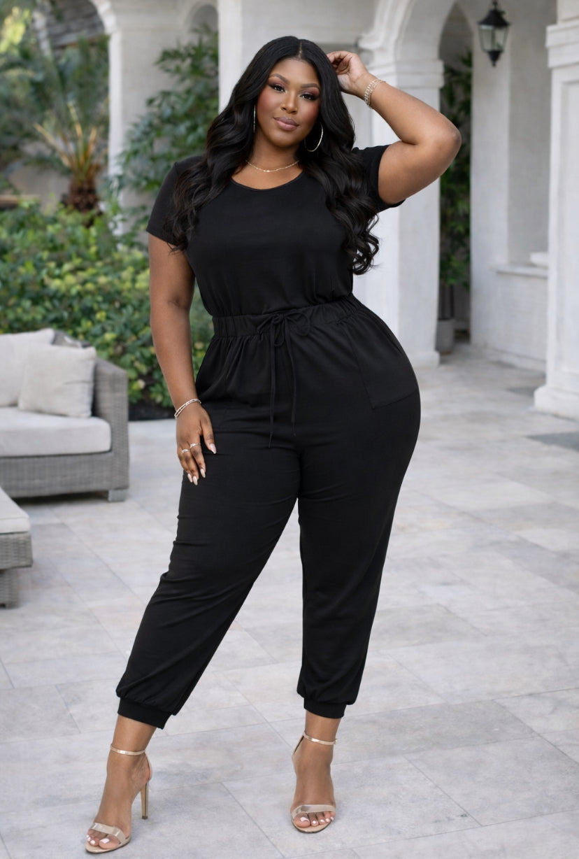 Plus Size Two-Way Drawstring Jumpsuit