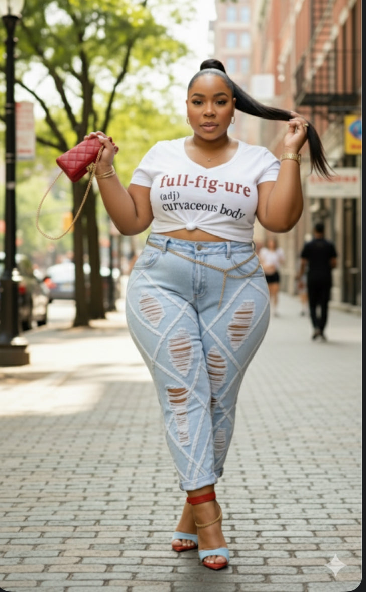 Plus Size Light Blue Distressed Denim