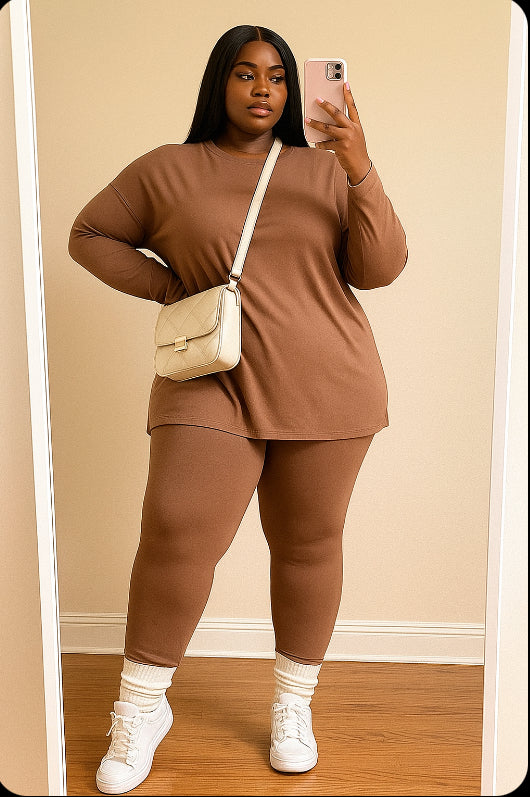 Plus Size Buttery Soft Lounge Set – 2 Piece Microfiber Matching Set (Pre-Order)