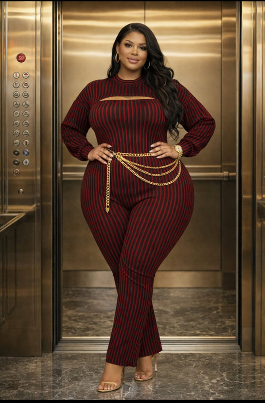 The “Boss Curve” 2-Piece Hooded Bell Bottom Jumpsuit Made to snatch, stretch, and MOVE with your curves