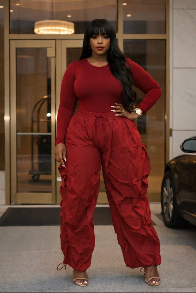 THAT Girl Oversized Wide-Leg Ruffle Jogger Pants (1X–3X)