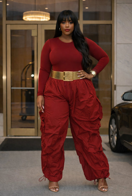 THAT Girl Oversized Wide-Leg Ruffle Jogger Pants (1X–3X)