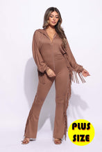 Load image into Gallery viewer, Plus Size Front Zipper Fringe Jumpsuit
