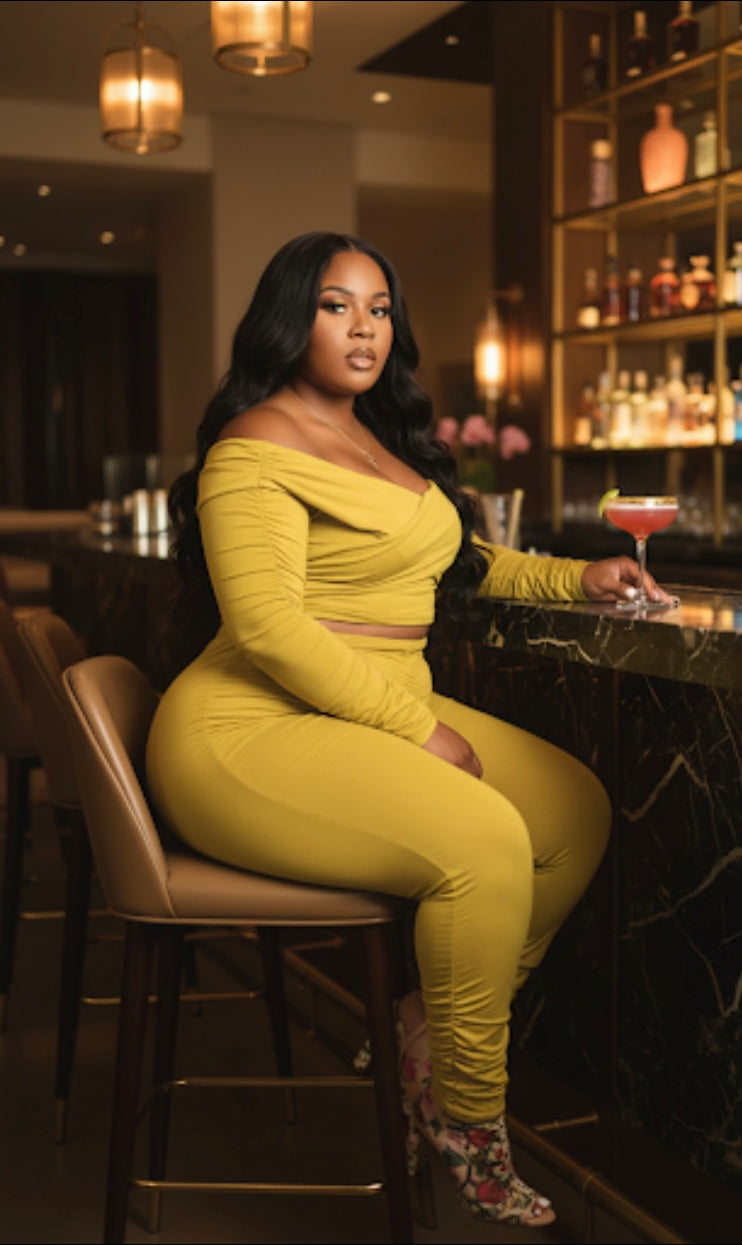 Plus Size 2 Piece Legging Set – Mustard Yellow