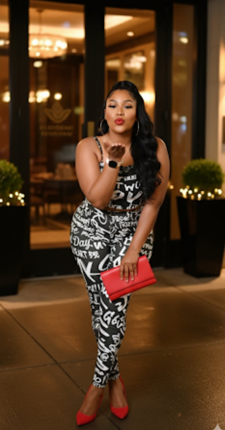 Plus Size Black Denim 2pc Studded Set