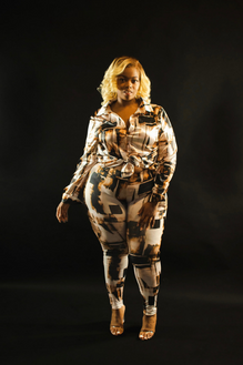 Plus Size Collar Top Legging Set