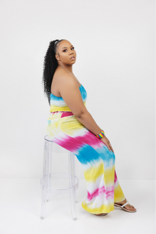 Plus Size Tie Dye Tube Top & Wide Leg Pants Set 🌈