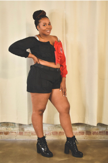 Plus Size Two Piece Short Set w/ Utility Shorts