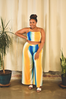 Tropical Daze | Blue Orange Ombre Print Two Piece