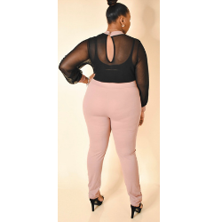Plus Size Women Mesh Top Jumpsuit (Muava)