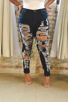 Plus Size Distressed Denim Jeans