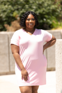 Women's Plus Size T-Shirt Dress (Dusty Pink)